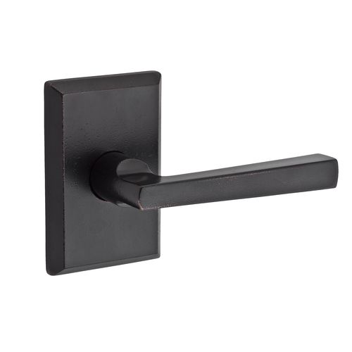 Privacy Taper Lever and Rustic Square Rose with 6AL Latch and Dual Strike Dark Bronze Finish