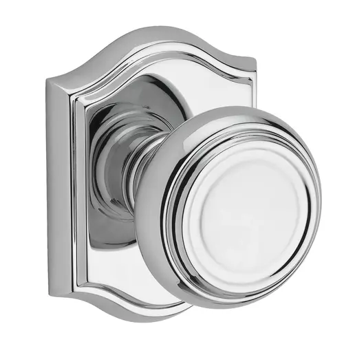 Privacy Traditional Knob and Traditional Arch Rose with 6AL Latch and Dual Strike Bright Chrome Finish