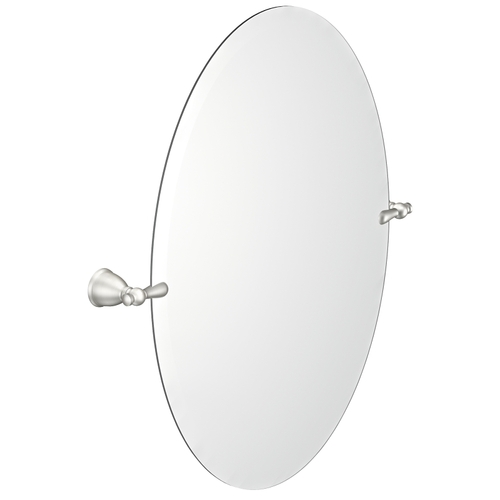 Caldwell Series Mirror, Oval, 22.8 in W, 26 in H, Metal Frame, Brushed Nickel Frame