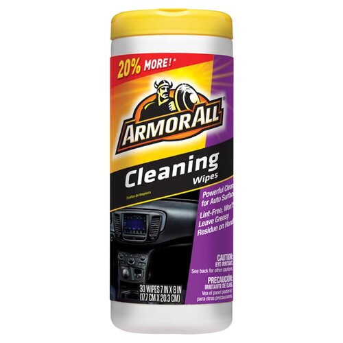 ARMOR ALL 10869 Cleaning Wipes, Citrus, Leather, Woody, Effective to Remove: Ground-In Dirt, Dust, Grime, 25-Wipes