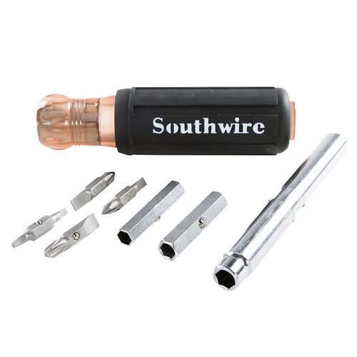 Southwire SD12N1 59723940 12-in-1 Multi-Bit Screwdriver, Rubber Handle, Cushion Grip Handle