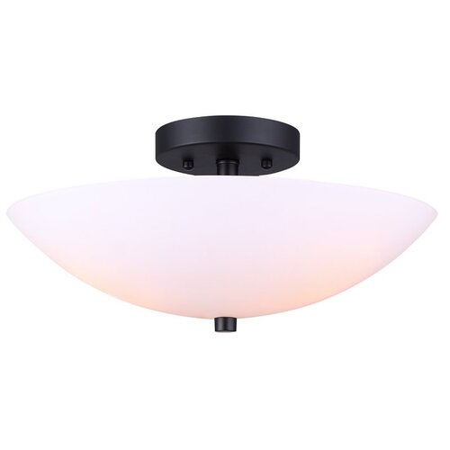 VIVY Flush Mount Light, 120 V, 180 W, 3-Lamp, Type A Lamp, Black Fixture, Matte Fixture