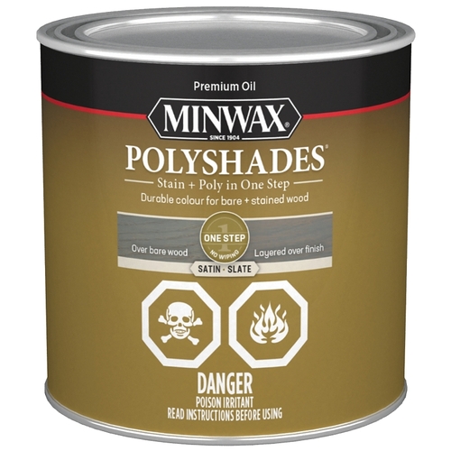 PolyShades Polyurethane Wood Stain, Satin, Slate, Liquid, 236 mL