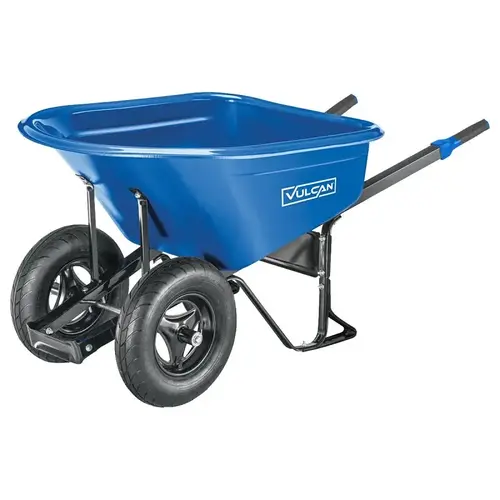 Vulcan PH7-S-2W-OR Wheelbarrow, 7 cu-ft Volume, HDPE, 2-Wheel, Pneumatic Wheel, 16 in Wheel Blue