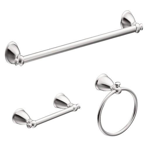 Moen Y3193CH Caldwell Bathroom Hardware Set, Zinc, Chrome, 3-Piece