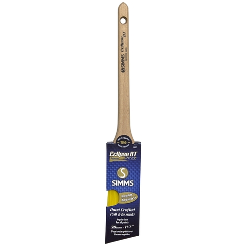 SIMMS 6025-38 Paint Brush, 1-1/2 in W, Angle Sash Brush, Synthetic Hybrid Blend Bristle, Rat Tail Handle