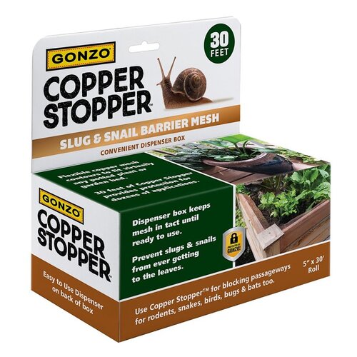 Gonzo 9001 Copper Stopper Animal Repellent Barrier, Mesh, 30 ft L, Repels: Slug, Snails