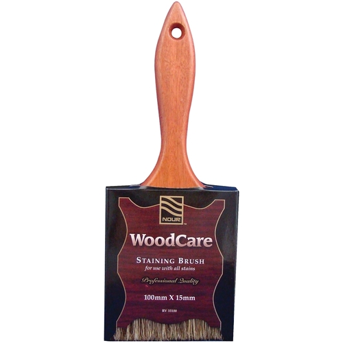 WoodCare Straight Wall Stain Brush, 4 in W, 2-3/4 in L Bristle, Thin Beavertail Handle