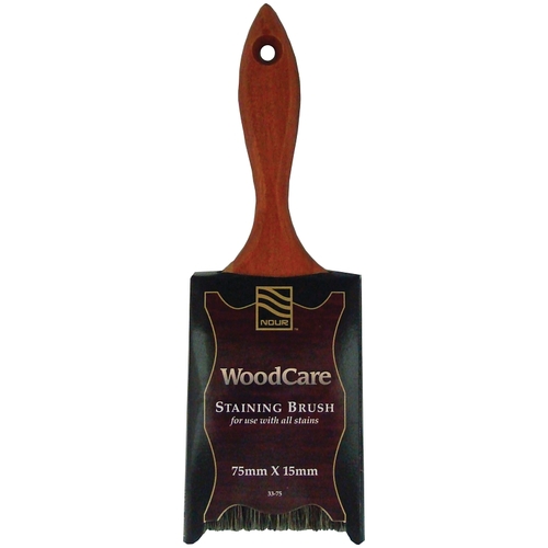 NOUR 33-75 WoodCare Straight Wall Stain Brush, 3 in W, 2-3/4 in L Bristle, Thin Beavertail Handle