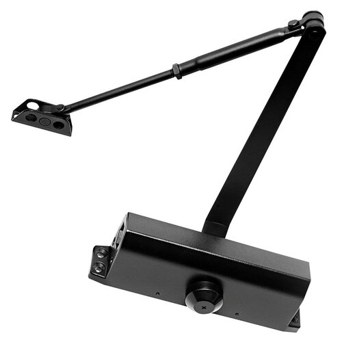 600 Door Closer, Non-Handed Hand, Aluminum Alloy, Matte Black, 1-9/16 in Mounting Hole Distance