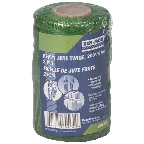 Twine, 200 ft L, Jute, Green - pack of 6