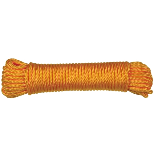 Rope, 5/32 in Dia, 45 ft L, Polyester, Orange, Hank - pack of 6