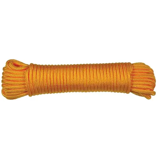 Rope, 5/32 in Dia, 45 ft L, Polyester, Orange, Hank