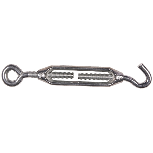 Turnbuckle, 3/8 in Thread, Hook, Eye, 3 in Take-Up, Metal Zinc