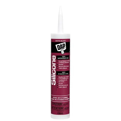 Kitchen and Bath Sealant, White, 24 hr Curing, -35 to 140 deg F, 300 mL Cartridge