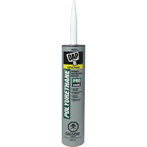 Polyurethane Adhesive, White, 2 to 4 days Curing, 40 to 110 deg F, 300 mL Cartridge