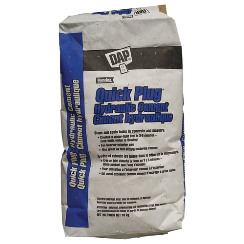 DAP 10080 Quick Plug Hydraulic and Anchoring Cement, Powder, Gray, 28 days Curing, 10 kg Pail