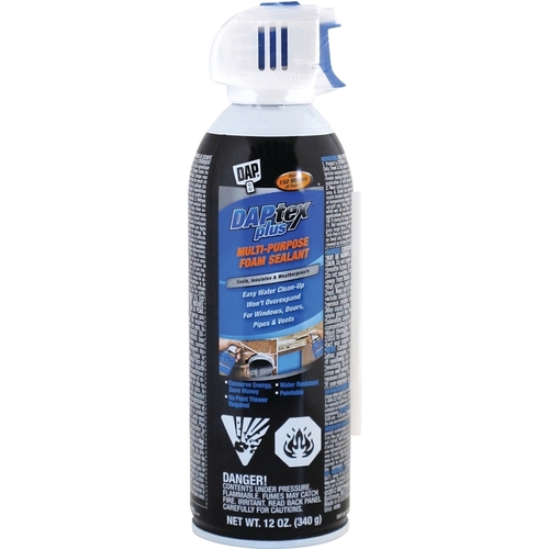 DAP 71060 tex Insulating Foam Sealant, White, 24 hr Functional Cure, 45 to 105 deg F, 340 g Aerosol Can