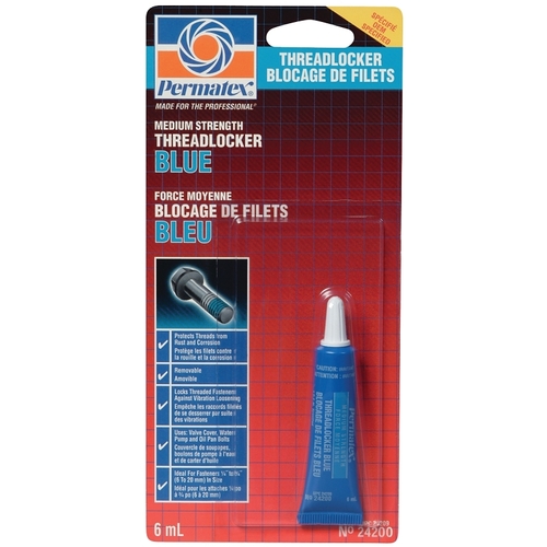 PERMATEX 24209 Medium Strength Threadlocker, 6 mL Bottle, Liquid, Blue