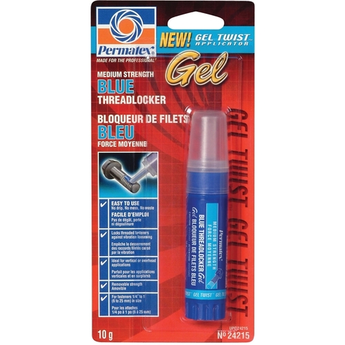 PERMATEX 24215 Medium Strength Threadlocker, 10 g Tube, Gel, Blue