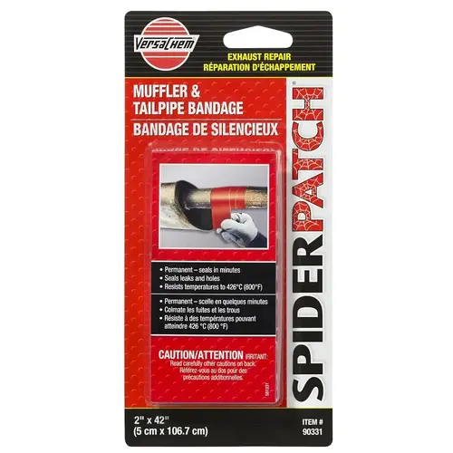 Muffler and Tailpipe Bandage, 2 in W, 42 in L, White, 800 deg F