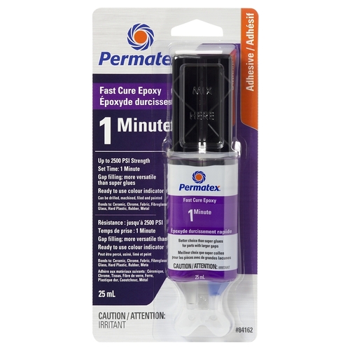 PERMATEX 84162 Epoxy, Blue/Clear, Liquid, 0.84 fl-oz Dual Syringe