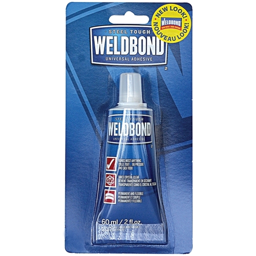 WELDBOND Multi-Purpose Self-Adhesive Universal Glue, 2 oz, 500 sq-ft, White/Clear, Thick Milky Liquid, Low Odor