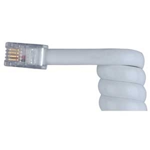 TP282WR Handset Coil Cord, 24 AWG Wire, 4 -Conductor, Polyethylene Sheath, White Sheath, 25 ft L