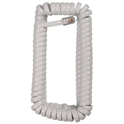 Handset Coil Cord, Plastic Sheath, White Sheath