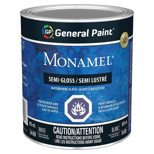 Monamel 34-020-14 Exterior Paint, Semi-Gloss, White, 1 qt