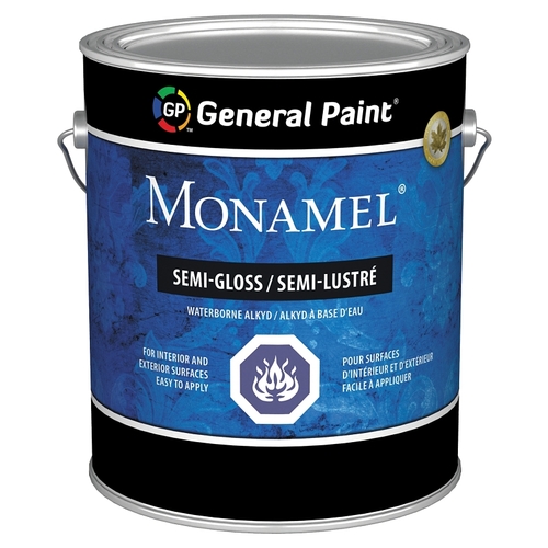 Monamel 34-020-16 Exterior Paint, Semi-Gloss, White, 1 gal - pack of 4