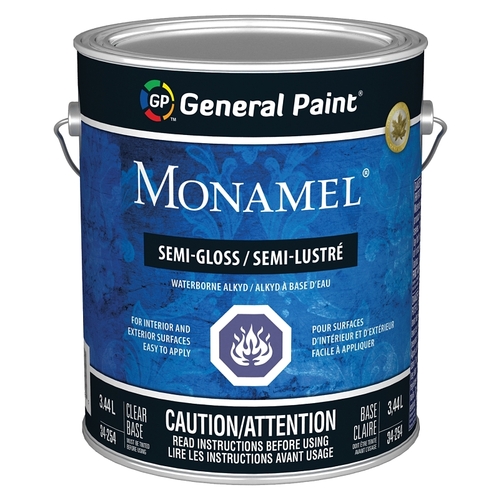 Monamel 34-254-16 Exterior Paint, Semi-Gloss, Clear Base, 1 gal - pack of 4