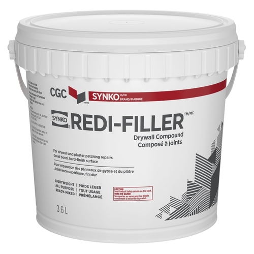 Synko 330013 Redi-Filler Drywall Compound, Paste, Off White, 3.6 L