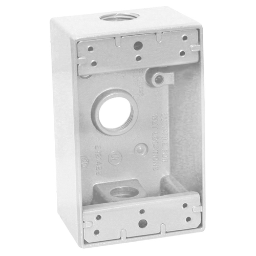 BWF 1753W-1 Outlet Box, 1-Gang, 3-Knockout, 3-3/4 in, Metal, White, Powder-Coated