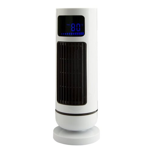PowerZone TF-180R-R 12 in USB Oscillating Tower Fan, 5 V, 3-Speed, 60 deg Rotating, White