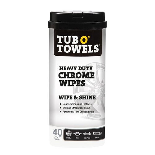 Tub O' Towels TW40-CHR Heavy-Duty Wipes, 8 in L, 7 in W, 40 -Wipes