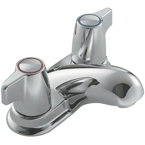 Bathroom Faucet, 1.2 gpm, 2-Faucet Handle, 3-Faucet Hole, Metal, Chrome Plated, 4 in Faucet Centers