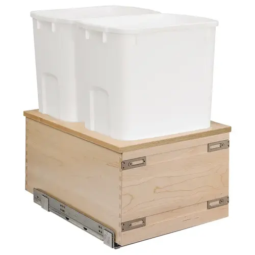 Double Waste Bin, Baltic Birch, Bottom Mount, Century Cascade Series 2 x 34 qts 21 1/2" 14 7/8" 572 mm 19 5/8" 18 5/8" CASBM14PF-BP 11 5/8" 14 7/8" width, 2 x 34 qts, bulk pack