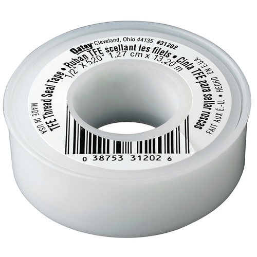 Thread Seal Tape White 1/2" W X 260" L 0.1 oz White