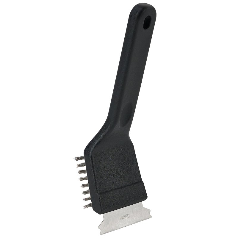 Mr Bar-B-Q 60312Y Grill Brush with Scraper, Stainless Steel Bristle, Plastic Handle, 8 in L