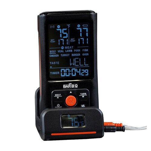 Thermometer, 145 ft Control, Digital Display, Stainless Steel Probe Material, Black