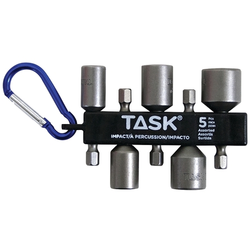 Task Tools T67395 Magnetic Nutsetter Assortment with Carabiner Clip