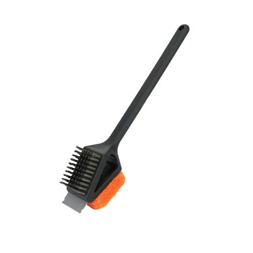 Mr Bar-B-Q 60320Y Dual Head Grill Brush with Scrub Pad, Stainless Steel Bristle, Easy-Grip Handle
