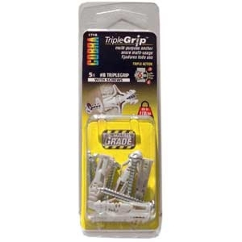 Triple Grip 171K #8 1-1/4 Gray Ribbed Anchors with Screws - pack of 100