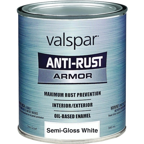 Valspar 44-21841 QT Enamel Spray Paint Anti-Rust Armor Indoor and Outdoor Semi-Gloss White Oil-Based 1 qt White