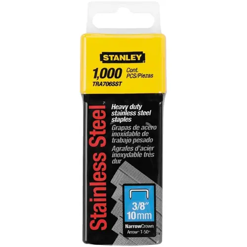 Stanley TRA706SST Heavy Duty Staples T50 27/64" W X 3/8" L 20 Ga. Narrow Crown Gray