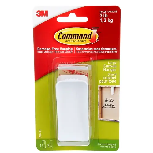 Canvas Picture Hanger Command Plastic Coated White 3 lb Plastic Coated - pack of 4