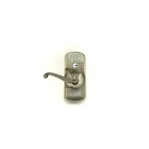 Plymouth with Flair Lever Keyed Entry Auto Lock Electronic Keypad with 16211 Latch and 10063 Strike Antique Nickel Finish