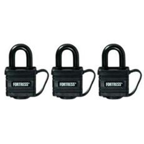 Covered Padlock 6.56" H X 1-9/16" W Steel 4-Pin Cylinder Keyed Alike Black