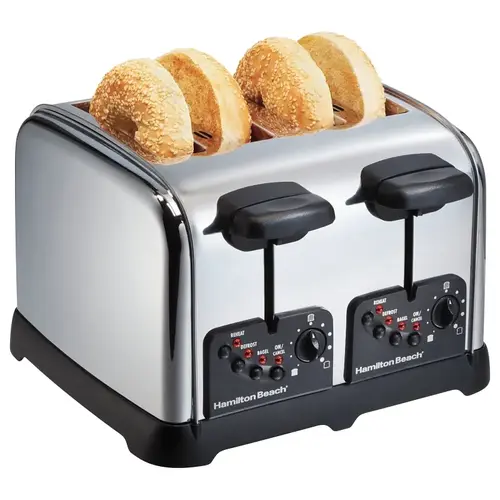 Toaster Classic Stainless Steel Black/Silver 4 slot 7.8" H X 11" W X 11" D Black/Silver